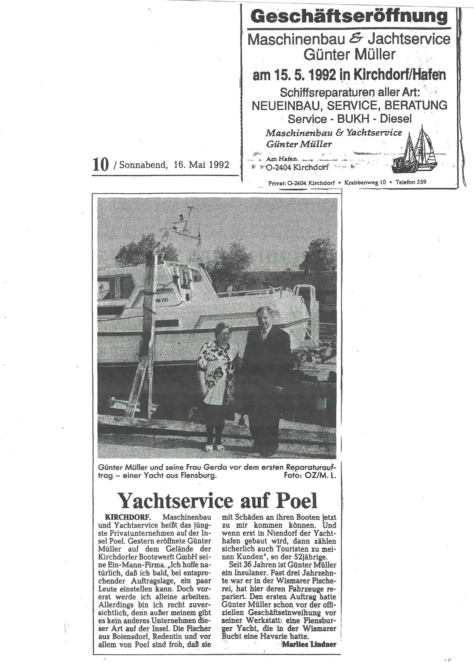 Maschinenbau & Jachtservice Günter Müller 1992